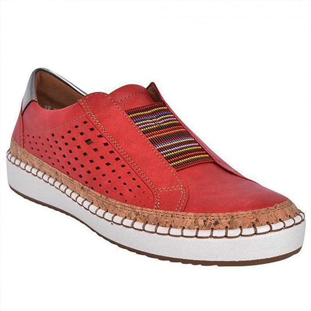 Ladies Breathable Hollow Out Sneakers Casual Round Toe Flat Loafers Comfortable Sneakers Female Plus Size Chaussure Shoes 1021-1