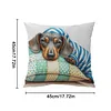 Dachshund Stamped Cross Stitch Pillow Cover Kit 11CT 3 Strands 45x45cm Handmade Embroidery Cushion Cover for tapestrymarket