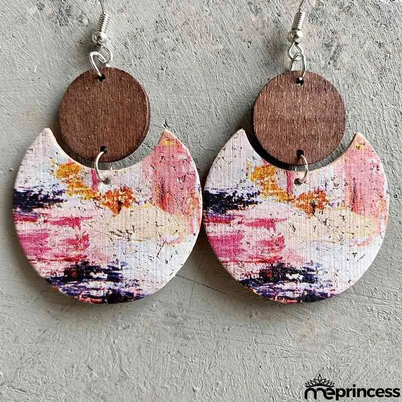 Wood & PU Drop Earrings