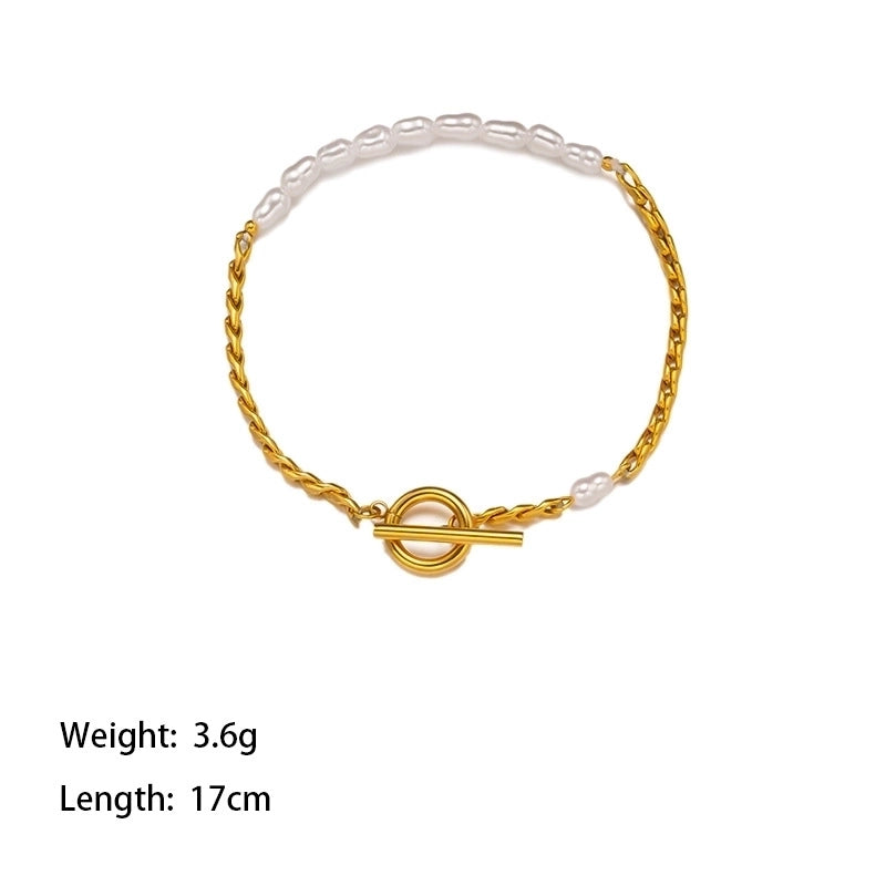 An Elegant 18K Real Gold Stainless Steel Freshwater Pearl Bracelet Is Suitable For Women’s Daily Wear