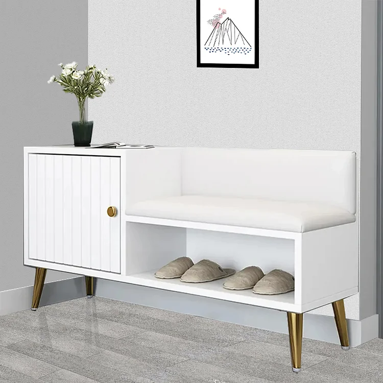 Homemys Contemporary Upholstered Shoe Rack Bench for Shoe with Closet