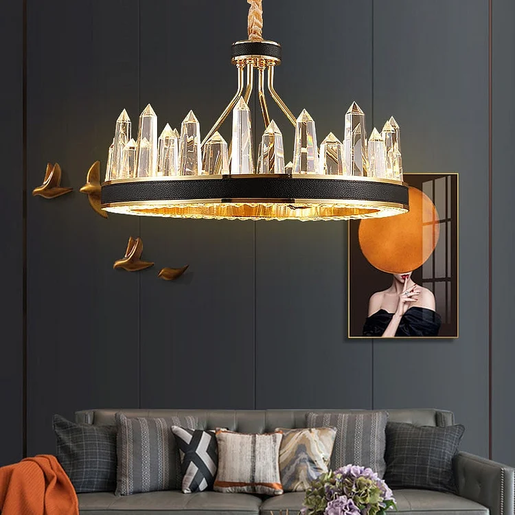 Round Crystal Chandelier Dining Room Light Fixtures Vjlight