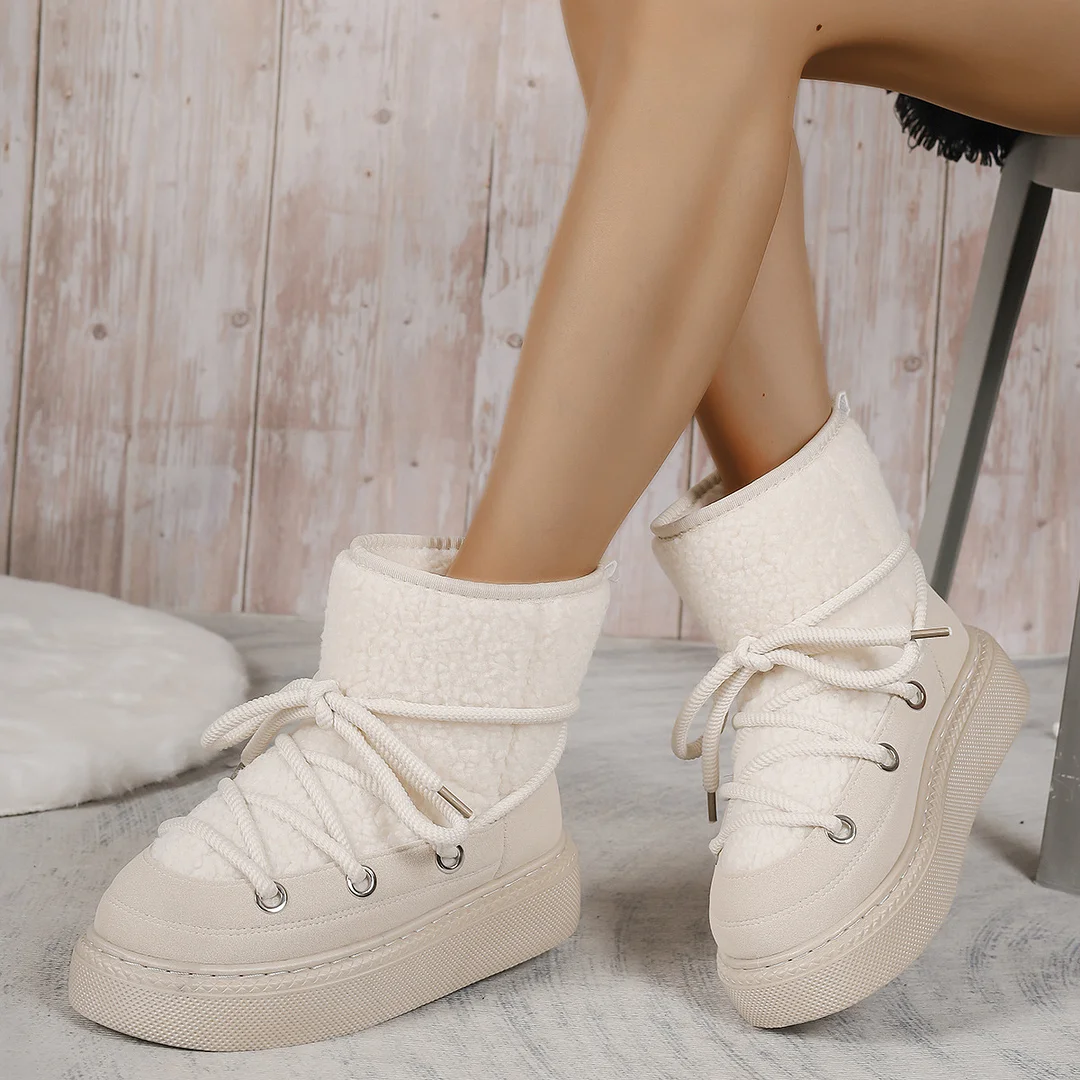 Breakj Breakj Thick-Bottomed Cross-Tie Snow Boots Women 2025 Winter New Thick To Keep Warm Leisure Cotton Boots