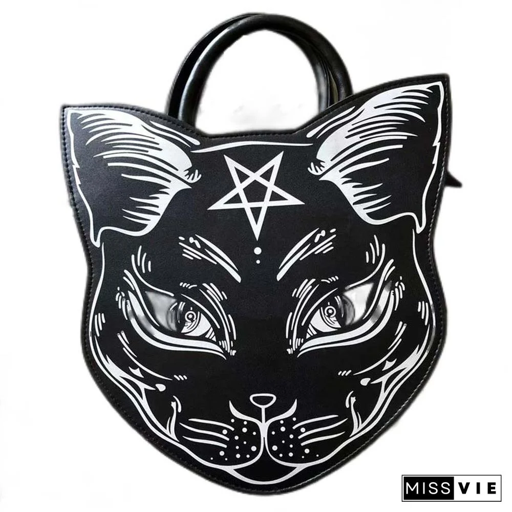 Fashion Punk Cat Print Crossbody Bag