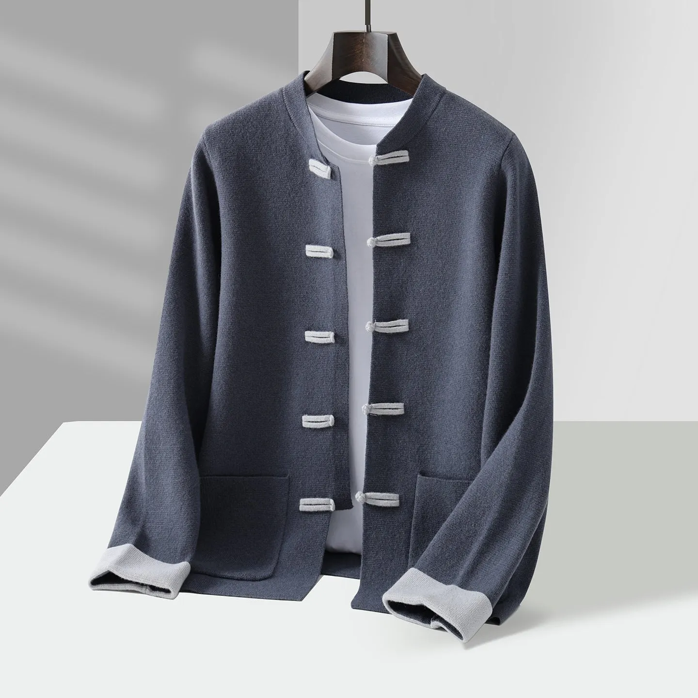 Men's Cashmere Cardigan - Stand Collar Knit Jumper Layer &ndash; view 2