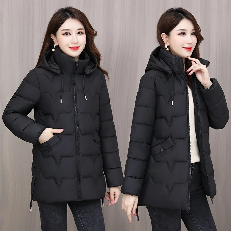 Woherb Winter Down Cotton-Padded Jacket Female Long Warm Cotton-Padded Jacket 2024 New Korean Version Fashion Pure Color-Outfit Ideas