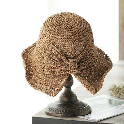 Sun Hat For Women Beach Panama Straw Dome Bucket Hat Shade Hat