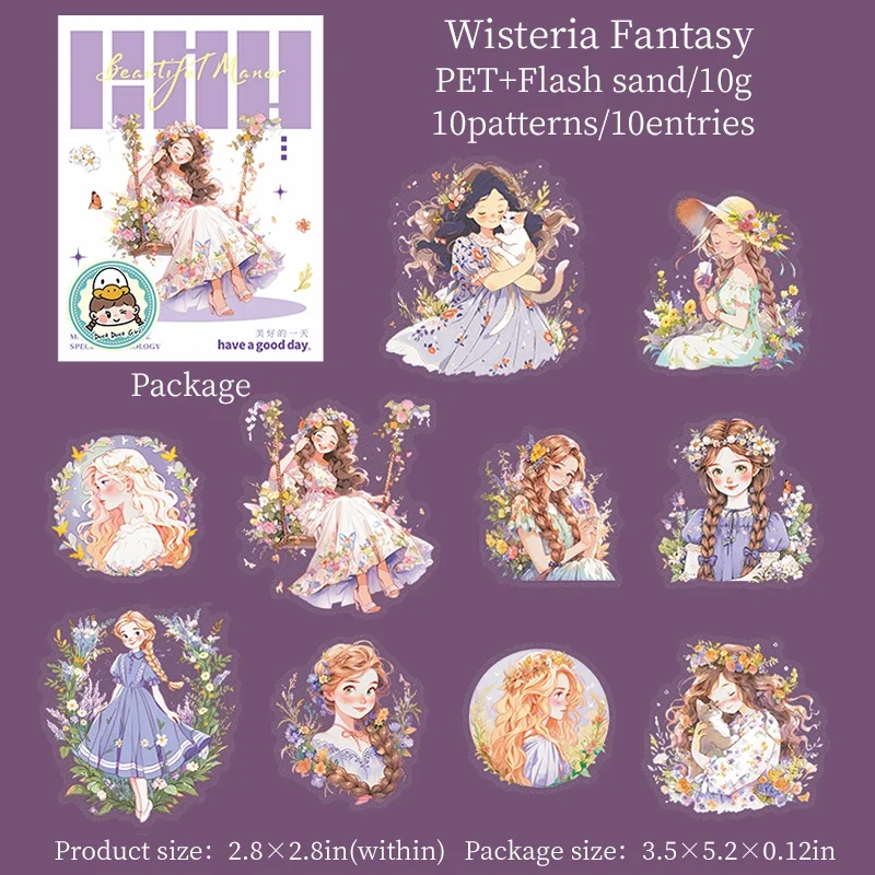 PET Sticker - Beautiful Manor Series Kawaii Girl Character Landscaping Material Collage 
