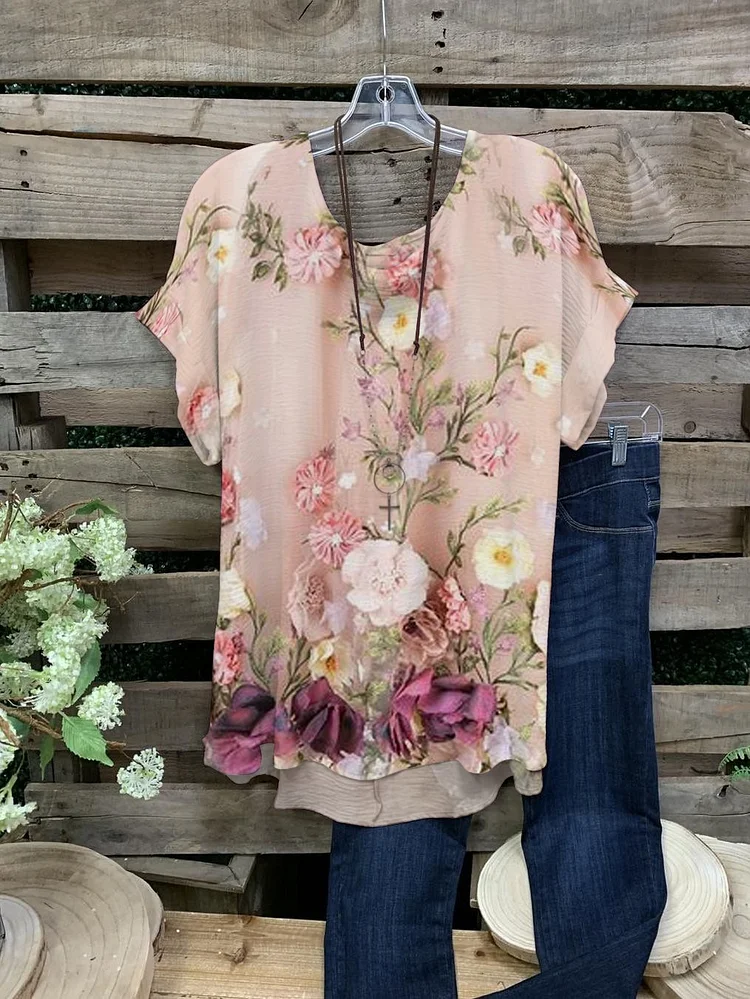 Women's Flower Lace Casual Round Neck Sweater-Mayoulove