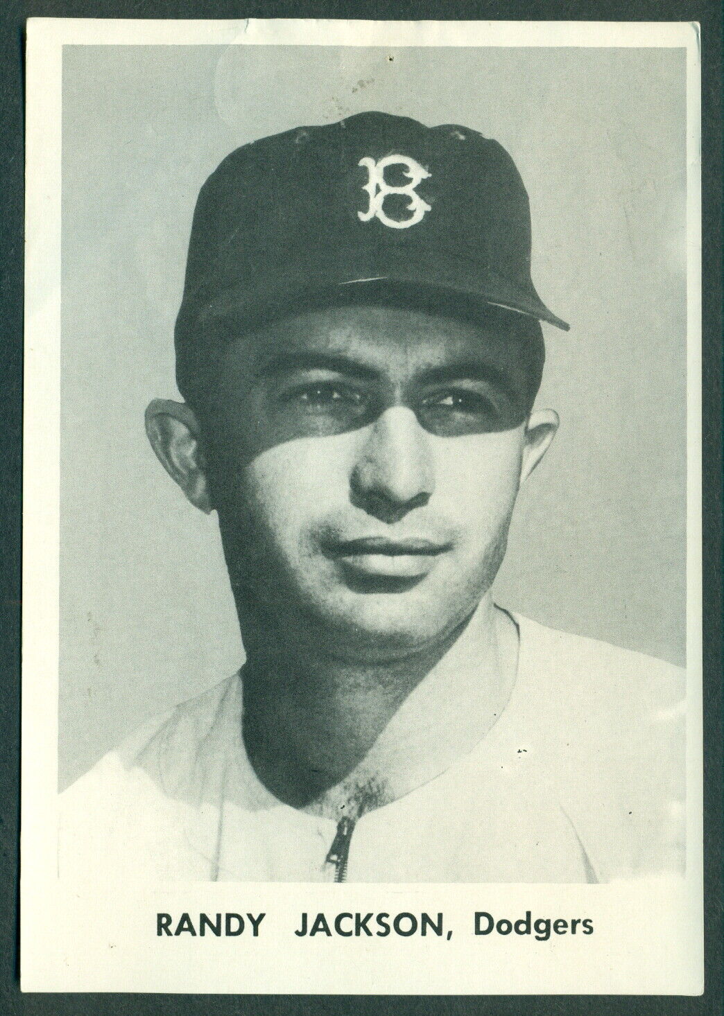 Original 1950's Randy Jackson Brooklyn Dodgers Team Issue B&W Photo Poster painting Card 5X7