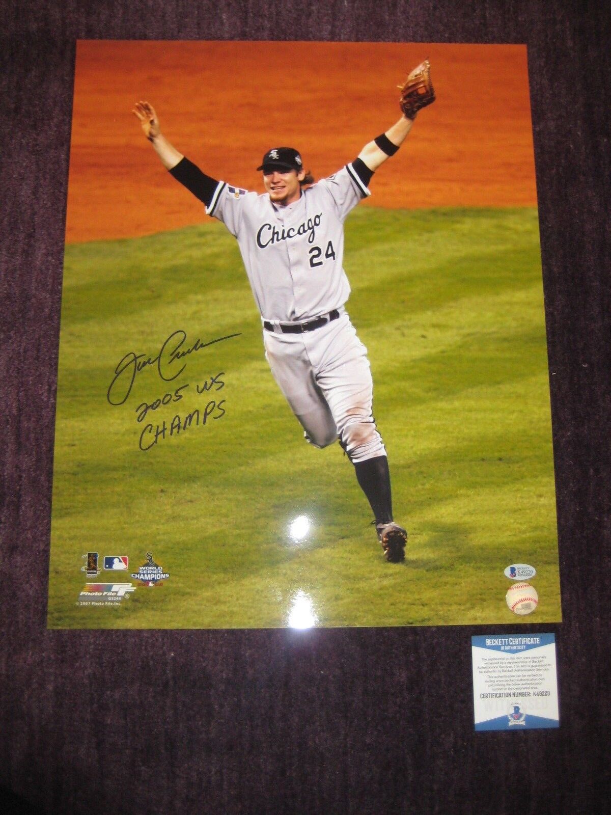 JOE CREDE Signed 2005 WORLD SERIES 16x20 Photo Poster painting w/ Beckett COA & Inscrip