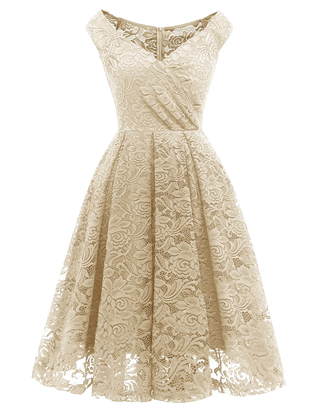 1950s V-Neck Floral Lace Dress