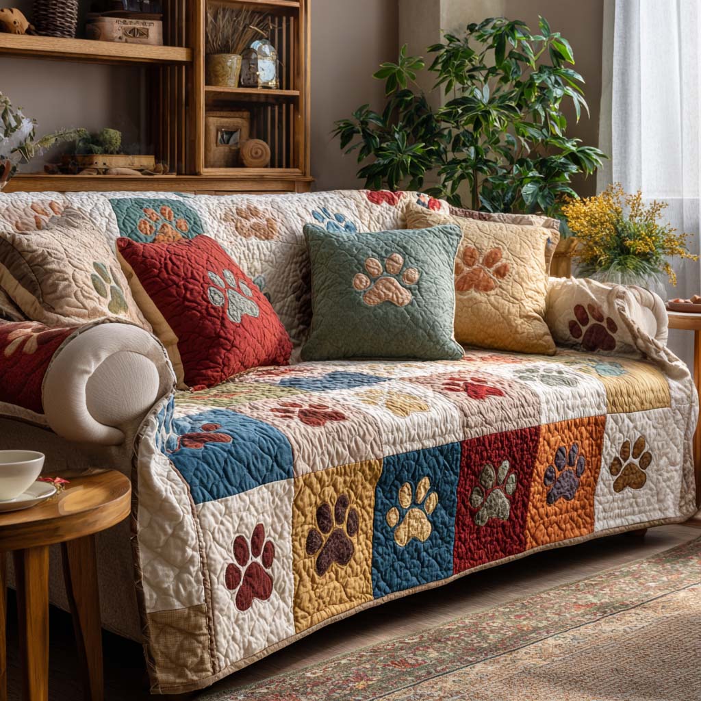 Happy Paw Quilted Sofa Cover NCU0NT11727 everthome