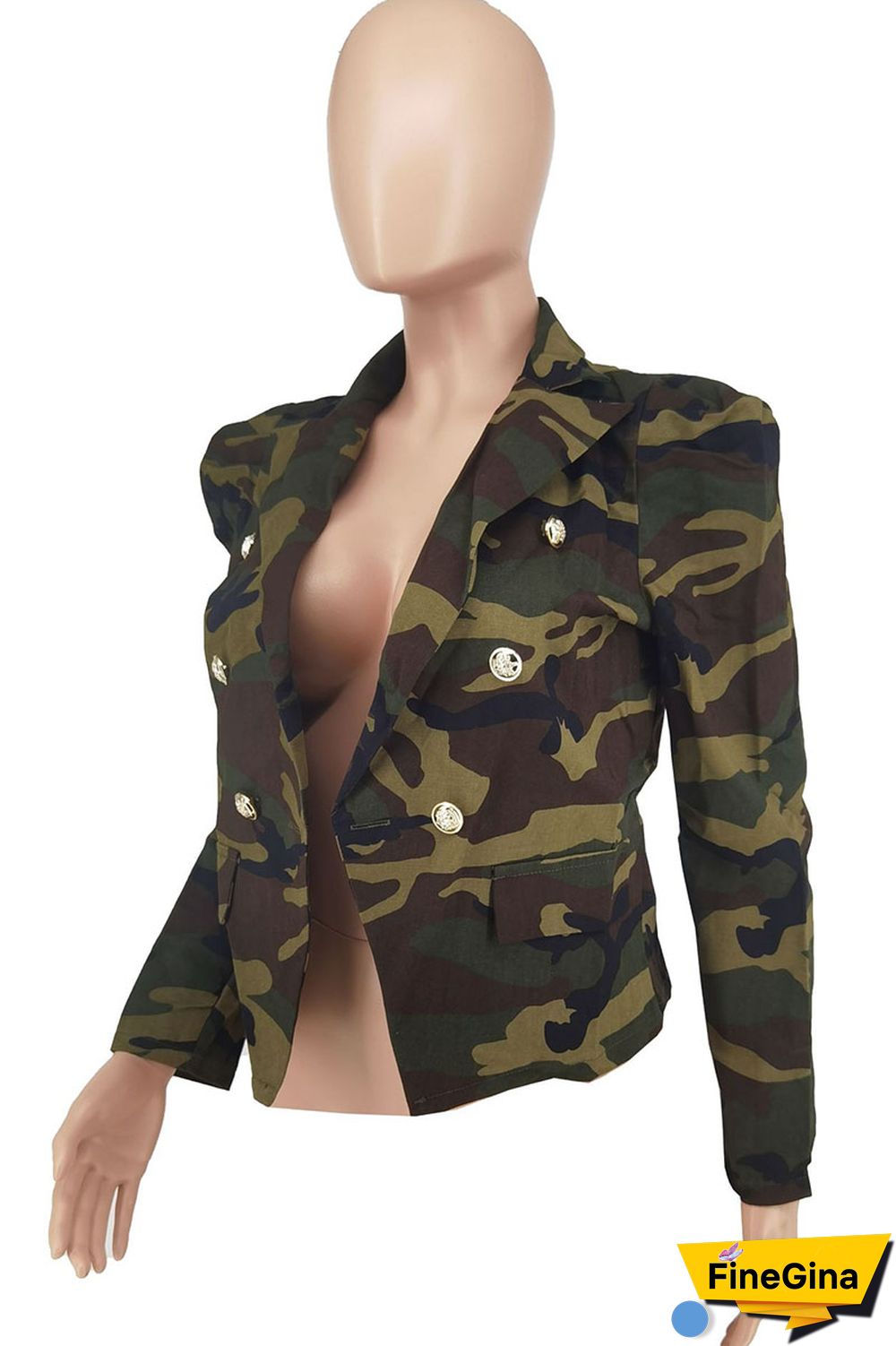 White Casual Print Patchwork Buttons Turn-back Collar Outerwear