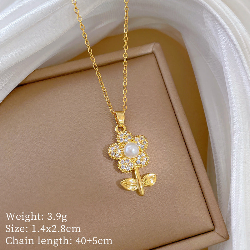 Necklace Earring Set Full Of Diamond Leaves And Flowers Personalized Banquet Earrings And Pendant Set