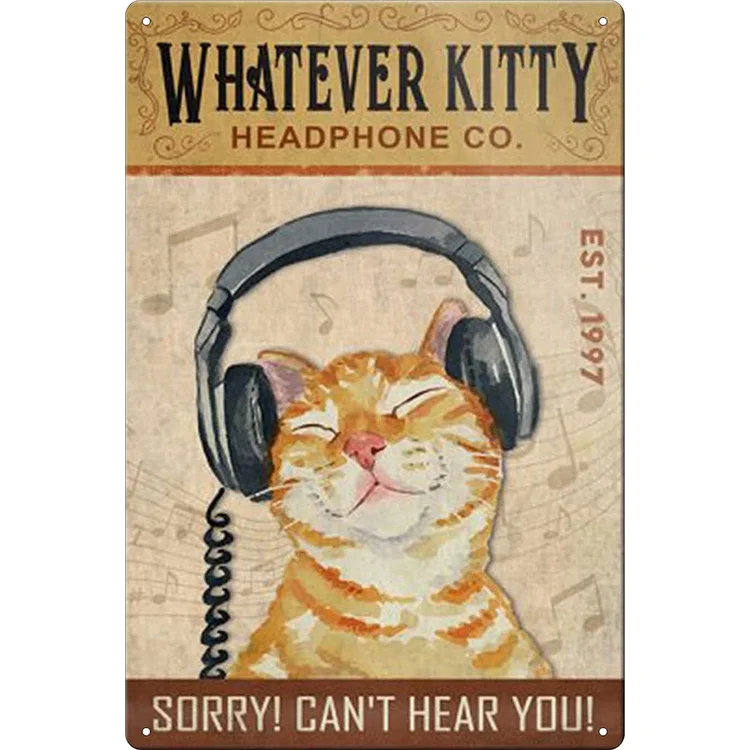 Chat - enseigne vintage en étain - 7.9x11.8inch