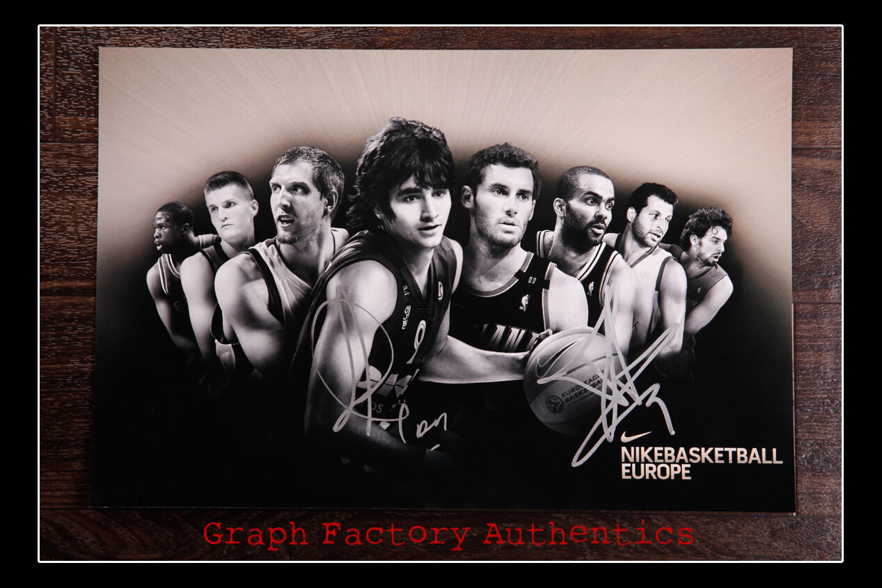 GFA European Stars * RICKY RUBIO & TONY PARKER * Signed 12x18 Photo Poster painting COA