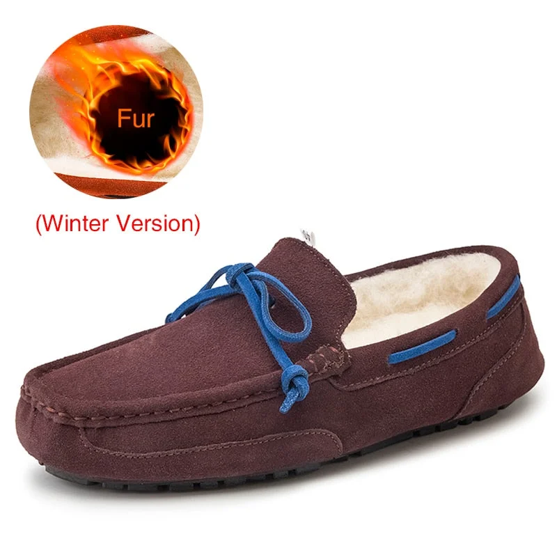 DEKABR Genuine Leather Men Shoes Luxury Brand Casual Slip On Formal Loafers Men Moccasins Male Driving Shoes Warm Loafers