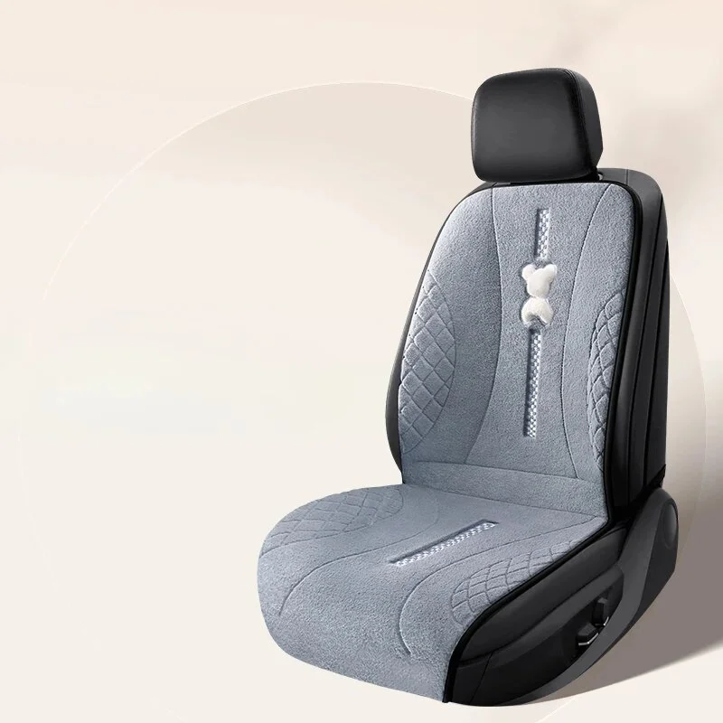 2024 New Winter Thick and Delicate Plush Cartoon Bear Warm Car Single Seat Cushion