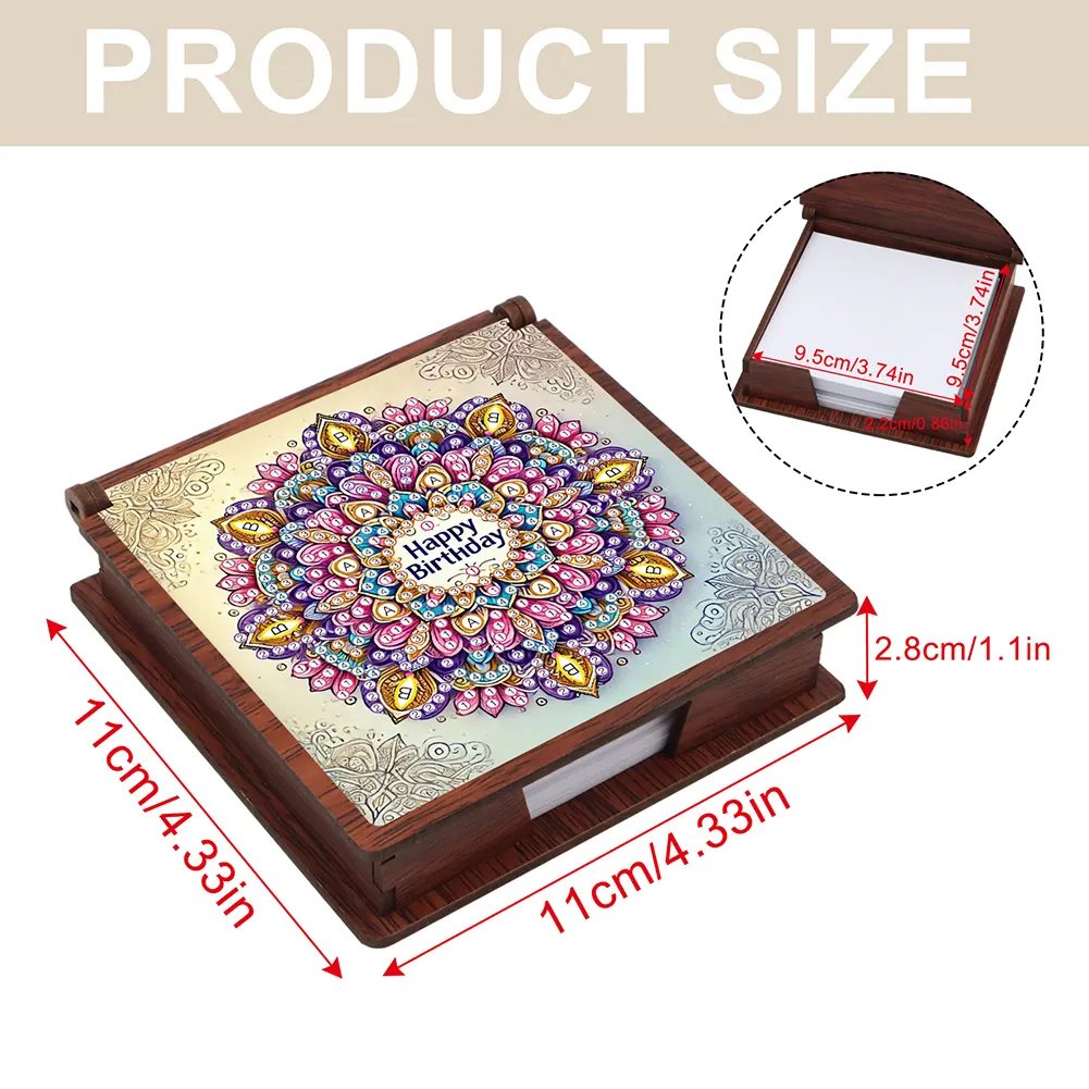 Wooden 5D Diamond Painting Kit Note Box DIY Diamond Art Notepad Box (Mandala)