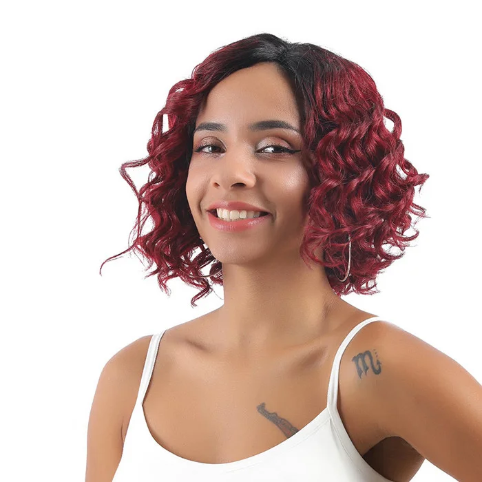 Wignee 99J Ombre Short Deep Curly 2x4 L Lace Part Bob Wigs Wignee hair