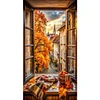 Diamond Painting - Full Round Drill - Window Autumn Scenery(Canvas|40*70cm)