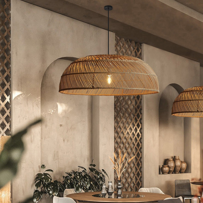 Modern Boho Rattan Pendant Light Weaving Hanging Light Fixture