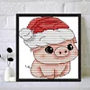 Christmas Hat Piggy - 14CT Stamped Cross Stitch 13*15cm/5.12*5.91in(Brand)