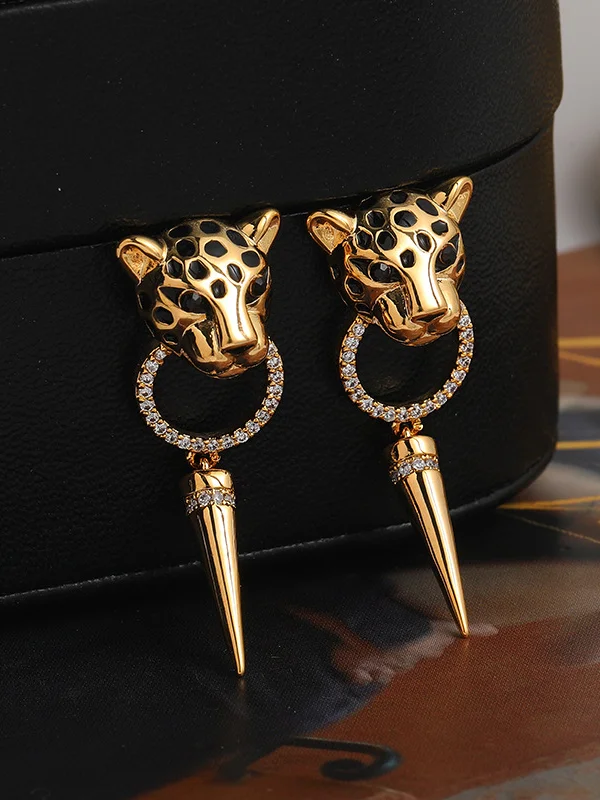 Animal Shape Geometric Rhine Stones Drop Earrings