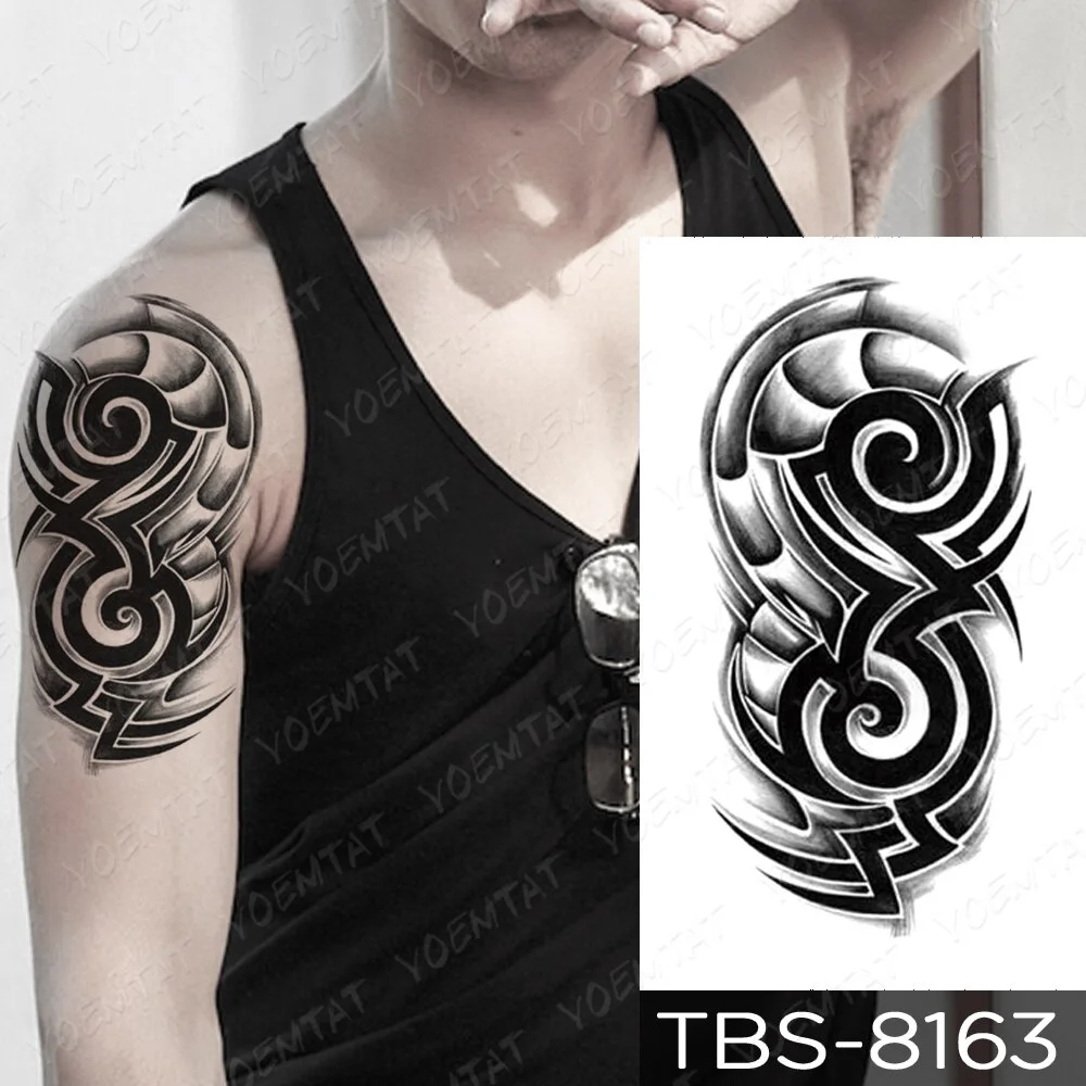 Sdrawing Temporary Tattoo Sticker Yin Yang Dragon Feather Wings Flash Tattoos Wolf Totem Body Art Arm Fake Tatoo Men