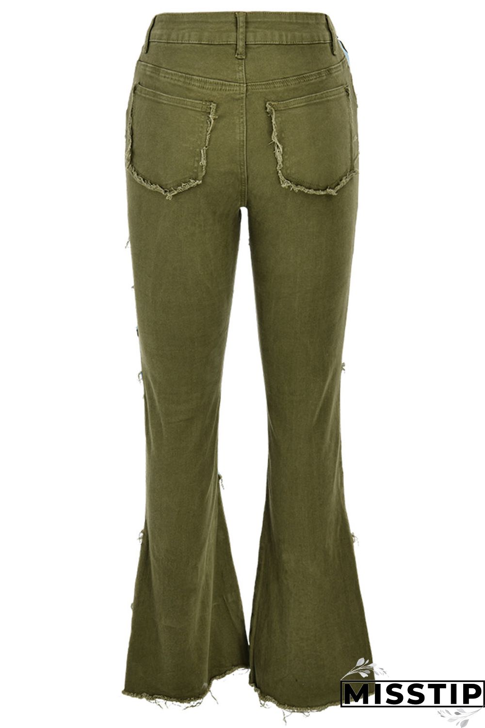 Green Fashion Patchwork Denim Jeans