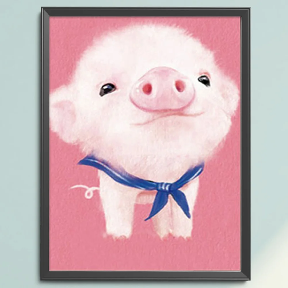 9CT Full Stamped Cross Stitch Bead Embroidery - Pig(Canvas|20*28CM)