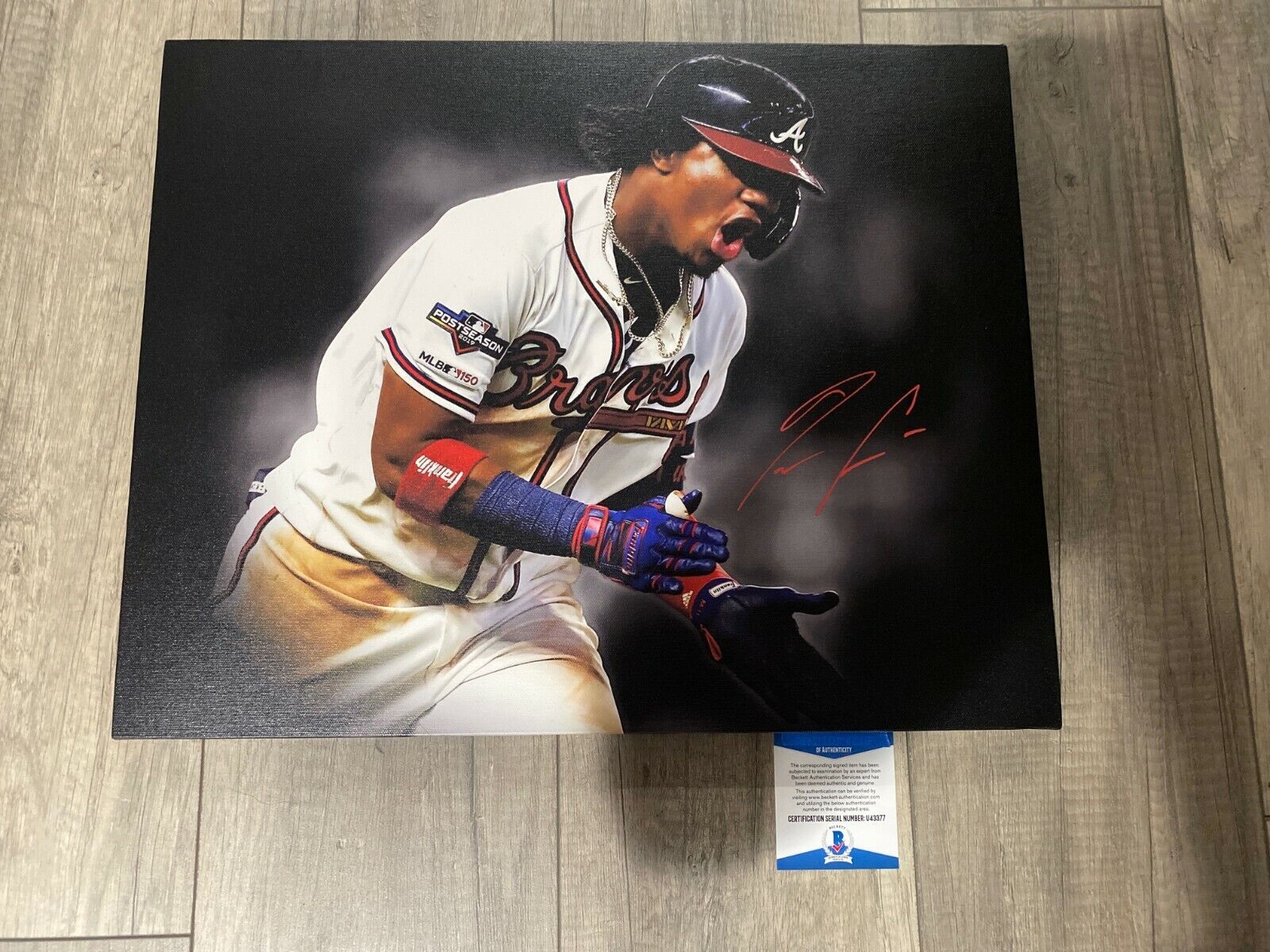 Ronald Acuna singed autographed braves 16x20 canvas roy beckett bas coa