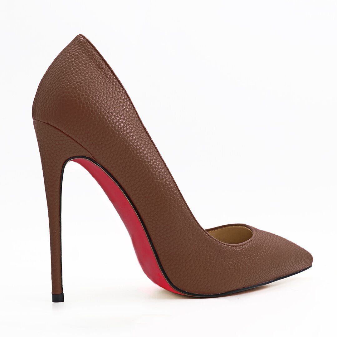 120mm Women's Party Wedding Heels Pumps Brown Lines-vocosishoes