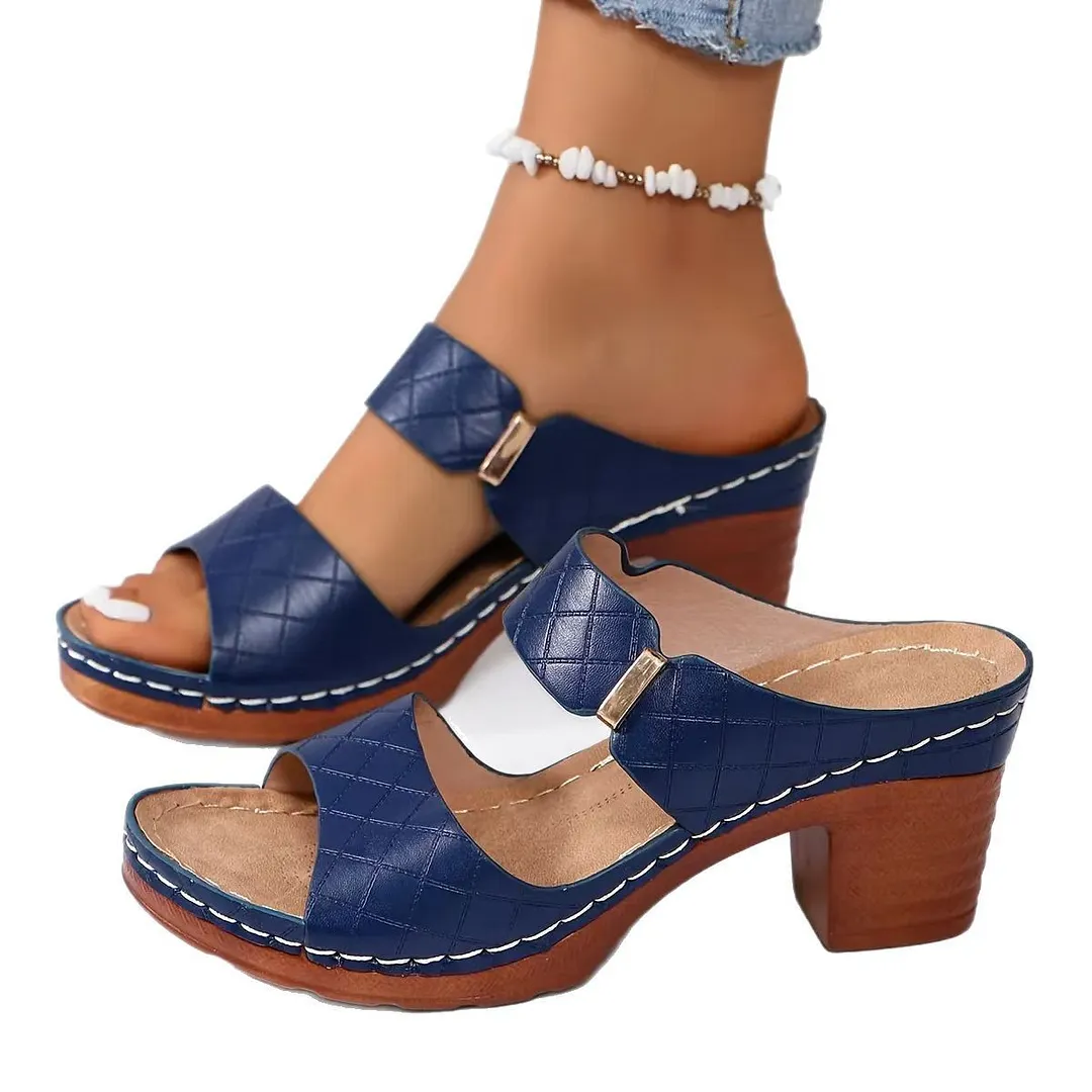 Yyvonne Large-Size Thick And Cool Slippers Women's Shoes Summer New Word With Fish Mouth Slippers