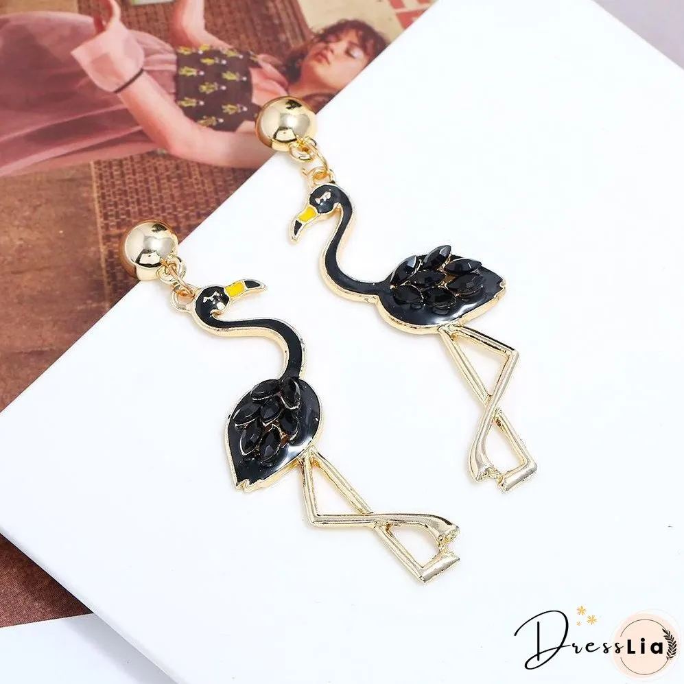 Hot new long tassel flamingo ladies Christmas earrings