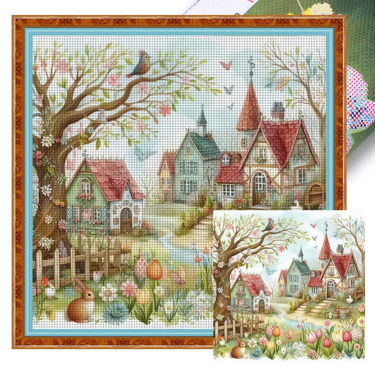 Country Flowers World (50*50cm) 11CT Stamped Cross Stitch gbfke