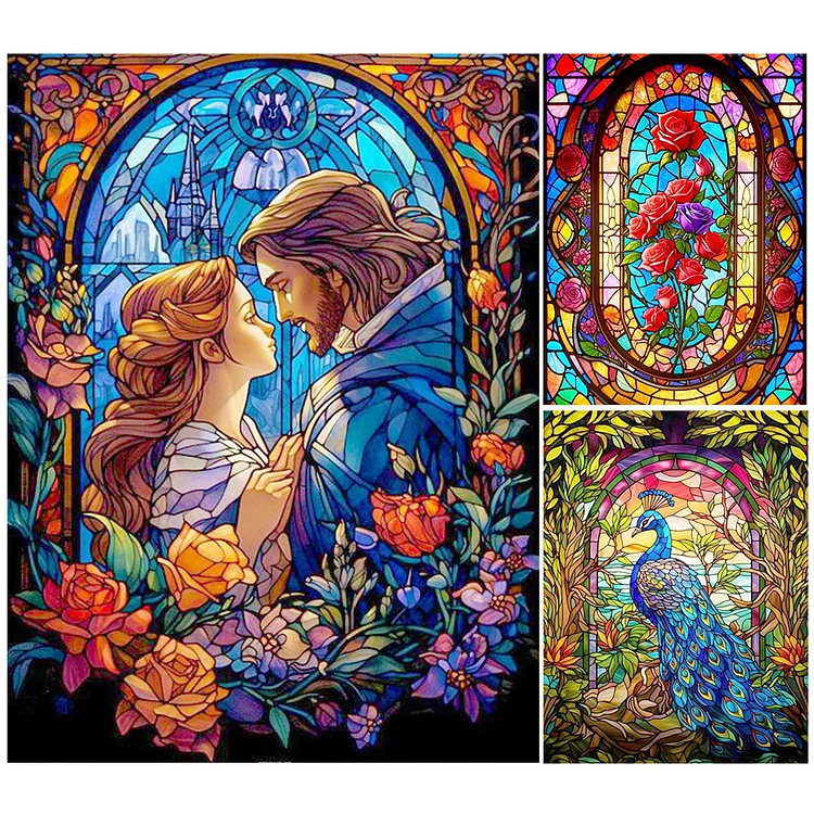 DISNEY STAINED GLASS Painting With Diamonds Kit  Disney stained glass,  Cross paintings, Diamond painting