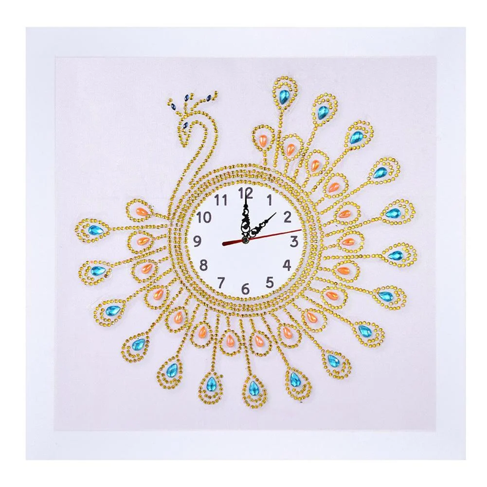DIY Diamond Painting - Special Shaped - Peafowl Wall Clock Craft