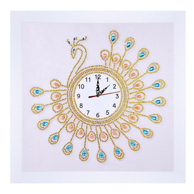 BRICOLAGE Special Shaped Diamond Painting Peafowl Wall Clock Embroidery Craft (en anglais)