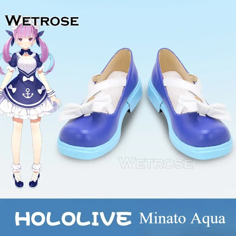[Wetrose] Pre-Order Hololive Virtual YouTuber Vtuber Minato Aqua Lolita Shoes Cosplay Shoes 