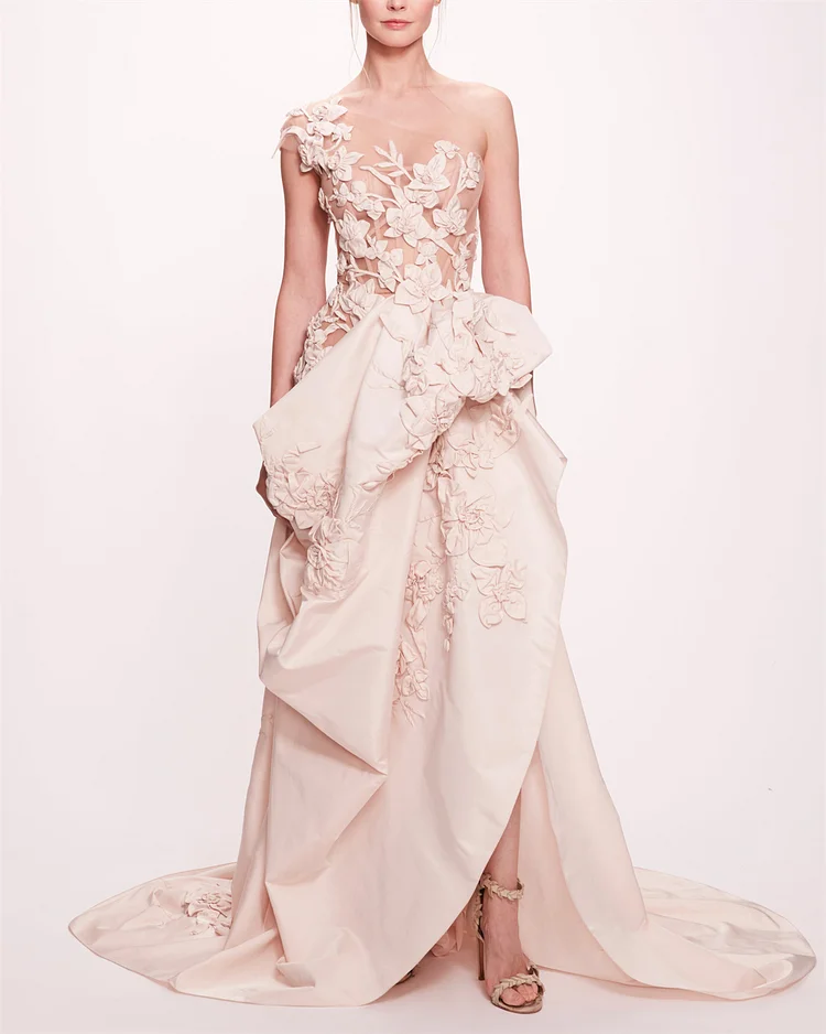 Women's Off-the-shoulder Flower Embroidery Mesh Dress