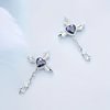 925 Sterling Silver Retro Cross Stud Earrings 