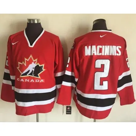 Team CA. #2 Al MacInnis Red/Black 2002 Olympic  Throwback Stitched NHL Jersey