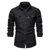 Men's Casual No-Iron Long Sleeve Denim Shirt