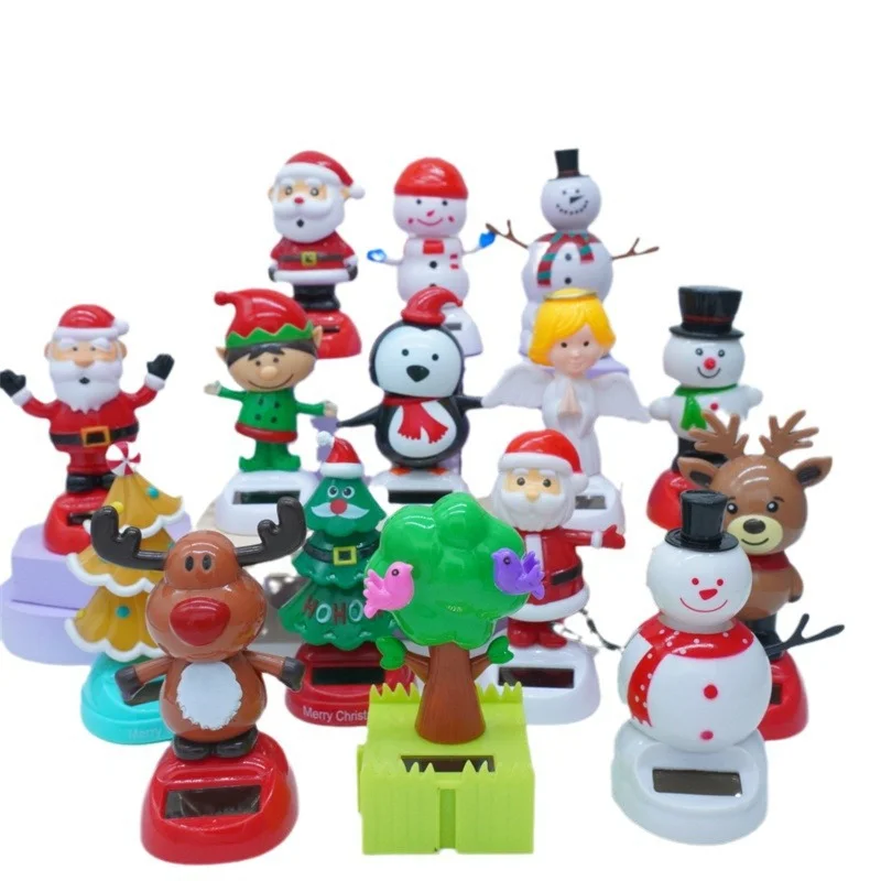 Christmas Solar-Powered Automatic Swinging Car Decor Creative Car Ornament