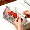 (24cm)Diamond Art Tissue Box DIY PU Napkin Cover for Home(Cardinal and flowers)