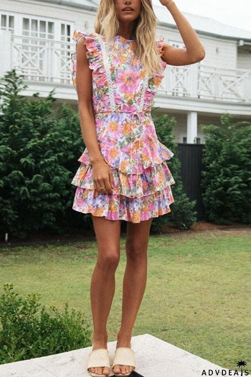 Mighty Good Time Flower Backless Mini Dress