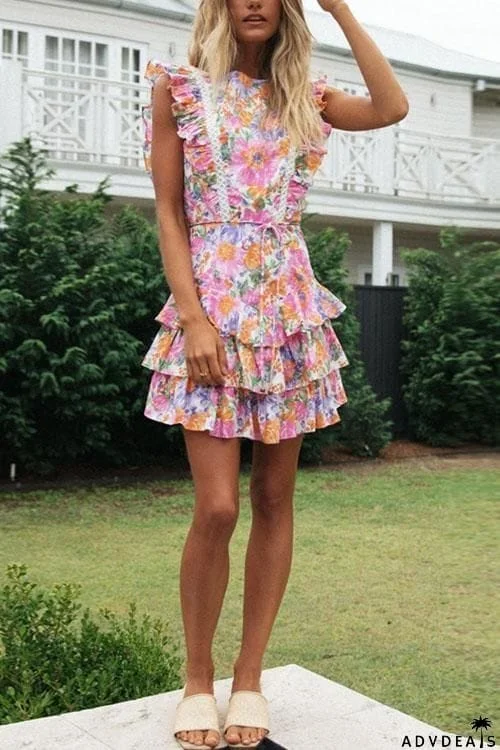 Mighty Good Time Flower Backless Mini Dress