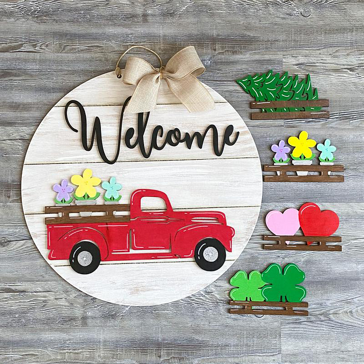 Interchangeable Vintage Truck Welcome Sign & School Bus Welcome Sign